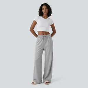 Halara High Waisted Drawstring Side Pocket Wide Leg Casual Pants