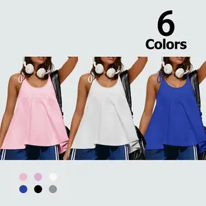 Fisoew Womens Workout Tank Tops Sleeveless Scoop Neck Racerback Loose Summer Active Running Gym Babydoll Shirts #TikTokShopJumpstartSale
