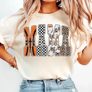 Basketball Mama Shirt, Checkered Leopard Bow Basketball Mom Sweatshirt, Game Day Sports Mama Tee, Mother's Day Gift