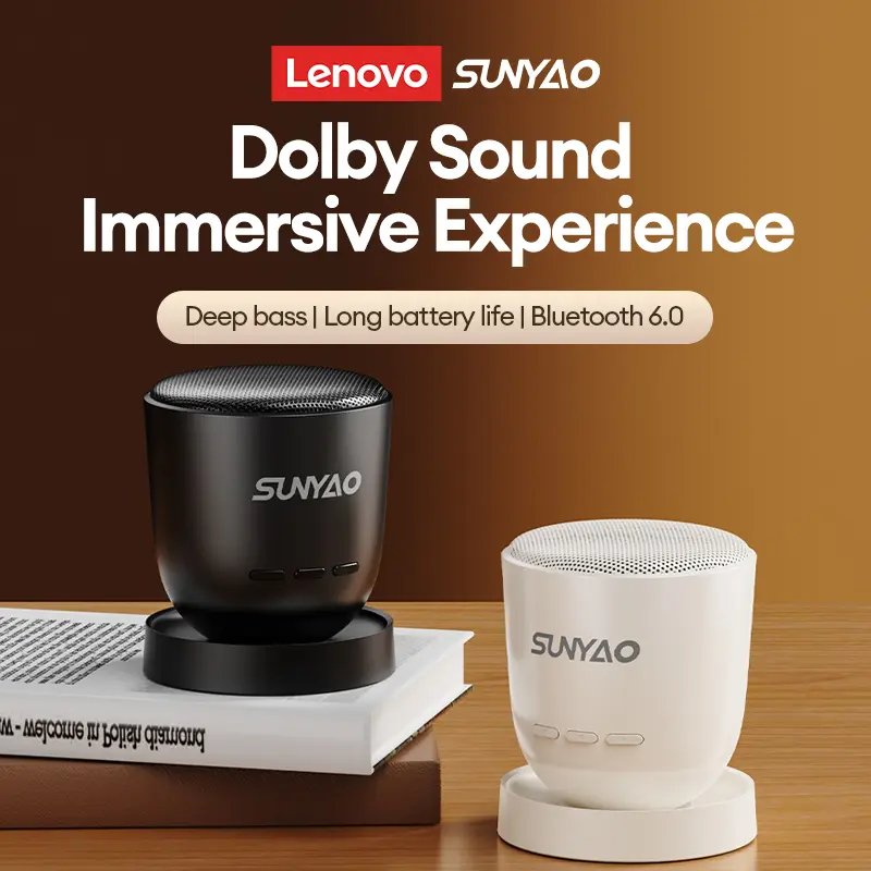 Lenovo SUNYAO HD200 Portable Wireless Bluetooth Speaker, Bluetooth 6.0 Stable Connection, 360° Cinematic Surround Sound, TWS Dual Speaker Pairing, Dynamic Driver, Compact Mini Speaker for Home, Office & Travel