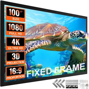 VEVOR 100Inch Diagonal Projector Screen 16:9 4K HD Projector Aluminum Frame Portable Projector Screen Wall Mount for Home Threater Outdoor Use(100inch)VEVOR Super Brand Day
