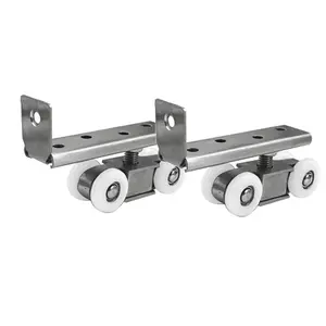 Stainless Steel Sliding Door Rollers, Ball Bearing Wheel Kit, Quiet Smooth Operation, 4 Wheel System, Fits Small Doors, Residential & Commercial Use