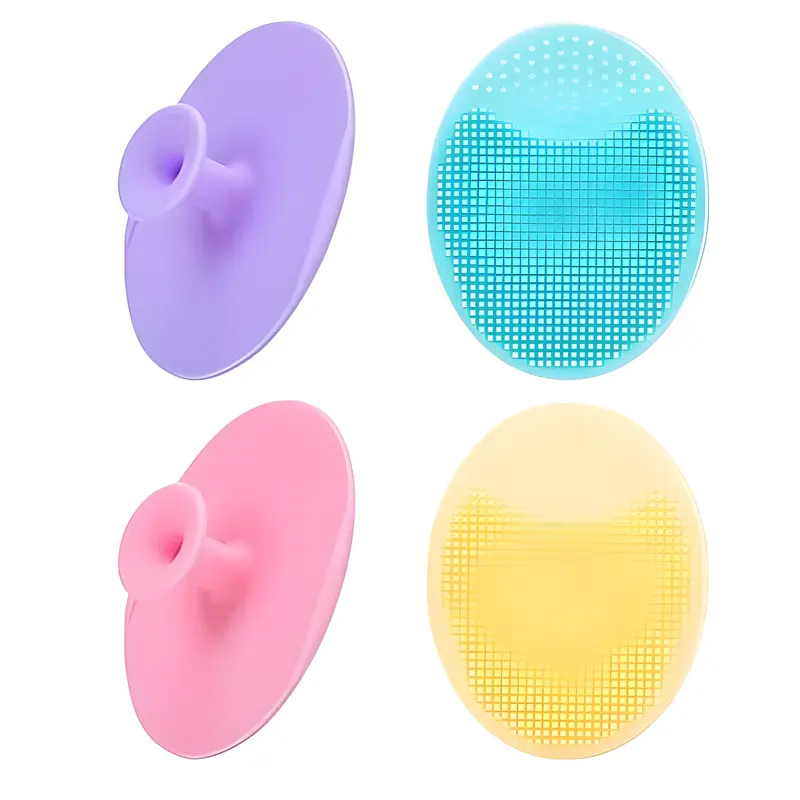 4-Pack Food Grade Soft Silicone Face Scrubber with 2 Silicone Brushes - Dual-Function Blackhead Removing Tool, Easy to Use, Deep Cleaning for Acne Prone Skin, Travel-Friendly Durable Bathing Accessory Gift for All