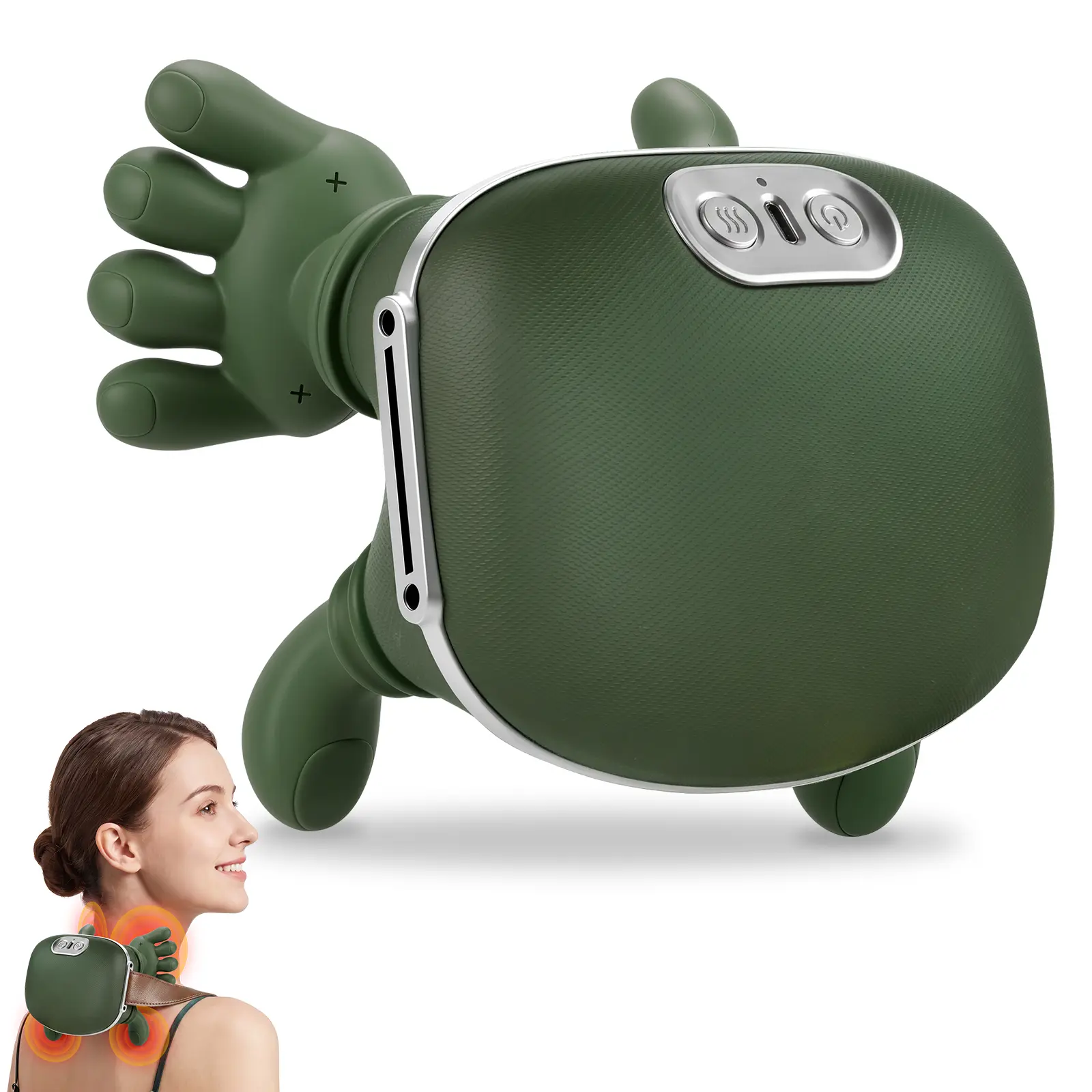 Cotsoco Shoulder & Neck Massager 3D Deep Kneading Bionic Handheating Massager, Wireless Portable Electric Massager for Cervical, Back & Legs, Bionic Hand Massage for Full-body Muscle Relaxation & Pain Relief, Gift for Men & Women