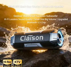Claison Multifunctional Wireless Portable Waterproof Speaker - IPX6 Rating, 3600 mAh USB Rechargeable Battery, RGB Lighting, Bluetooth 5.3, Detachable Protective Net, Android-Compatible, Ideal for Camping & Gaming, Multifunctional Wireless Speaker