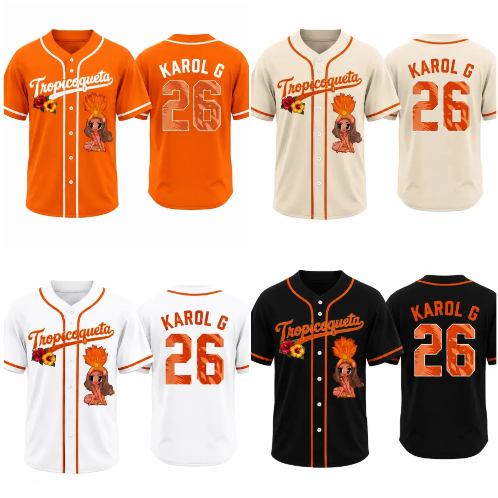 Orange Tropicoqueta Girl Doll Baseball Jersey, Viajando Por El Mundo Tropitour 2026 Shirt, Latina Music Dancer La Bichota Short Sleeve Country Music Shirt, Shirt, Gifts Fan Merch