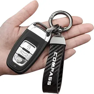 Jeep Compass Carbon Fiber Car Keychain Set, Premium Auto Modification Key Fob with Screwdriver & Rings, Durable Design for Everyday Use, Keychain Wristlet Strap
