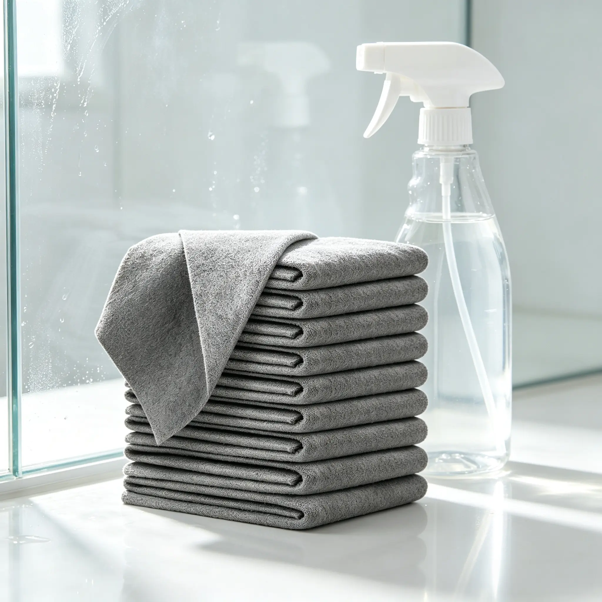 10-Pack Grey Microfiber Cleaning Cloths (11.8in x7.76in Single Size) - Lint-Free, Streak-Free, Highly Absorbent, Reusable, Machine Washable Daily Towels for Car & Home, Households Multipurpose Cleaning Needs