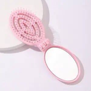 Portable Folding Comb with Mirror, Anti-Static Durable Abs Plastic Handle, Dual-Sided Styling Tool Brushes for All Hair Types