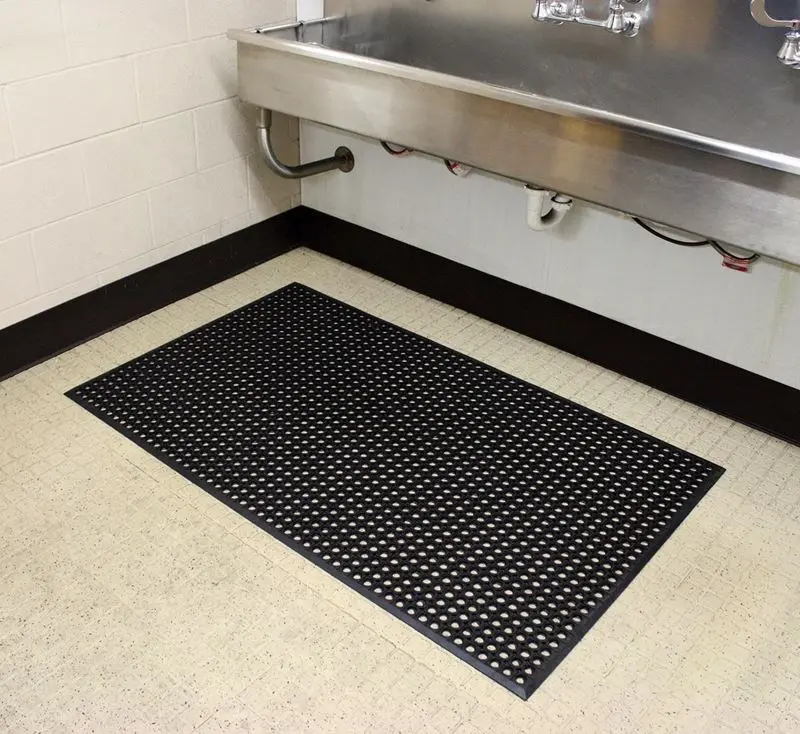 212 MAIN Red Light Industrial Rubber Anti-Fatigue Drainage Mat, 36x60 in. Rectangle Mesh Workstation Mat with Beveled Edges, Durable 418S35RD Model, Easy Drainage