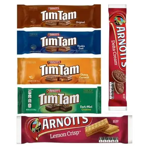 Combo Packs - Tim Tam Chocolate Biscuits – Assortment Packs - 1 Original, 1 Double Coat, 1 Chewy Caramel, Dark Mint, Delta Cream Biscuits & Lemon Crisp Biscuits, Great Family Treats (Value 6 Pack) Snack Cookies
