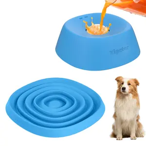 Yipetor Slow Feeder Dog Bowls with Built-in Rolling Ball No Spill, Multi-Purpose Liquid Treat Yogurt Feeder for Post-op Nutrition, Zen Disc Foldable Silicone Lick Pad, Calming Anxiety Relief BPA Free Puzzle Feeder for All Breeds