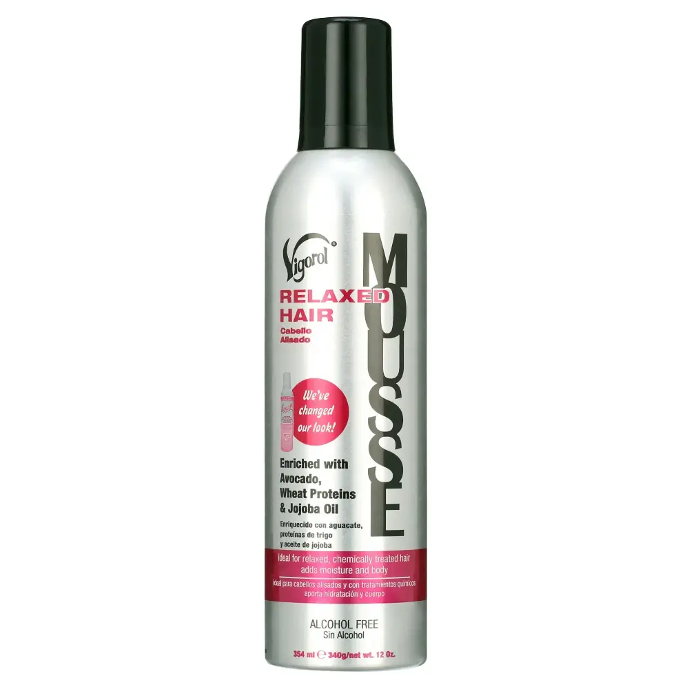 Vigorol Relaxed Hair Mousse, Styling Foam for Flyaway & Static Control with Avocado Oil, Jojoba & Wheat Proteins, Daily Haircare, 12 oz, Flyaways, Adults, Single Item, Unisex, Controls Static