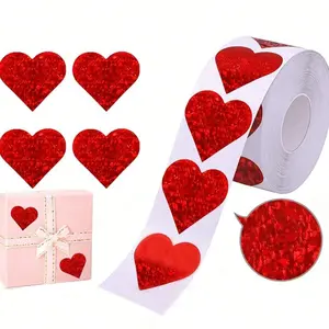 Valentine's Day Love Decorative Stickers Roll, Self Adhesive Stickers, Sticker Decals, Heart Decoration Labels, Flash Heart Stickers for Wedding Anniversary Party Supplies