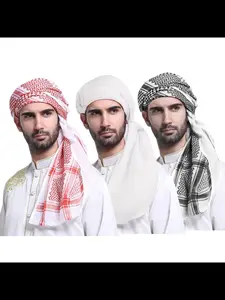 Arabic Print Geometric Large Headscarf, Middle East Dubai Thin Breathable Square Scarf, Uae Men Women Unisex Sun Protection Wrap