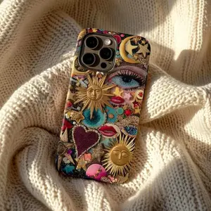 [New Arrivals]Luxury Celestial Sun Moon Eye Magsafe Phone Case Gold Boho Spiritual Collage Aesthetic Mystical Protective Gift!iPhone 14 15 16 17 Pro Max