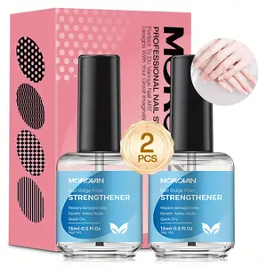 MOROVAN 2PCS 15ml Nail Strengthener & Ridge Filler, Gentle Keratin Nail Care Treatment for Weak Brittle Splitting Peeling Nails