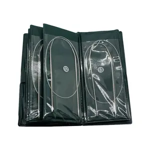 Sweater needle ring needle stainless steel hollow knitting sweater hand knitting tool set length 43-80cm total 11 pairs, size 6#-16#