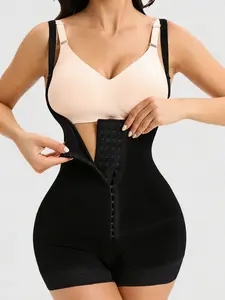 1 Count Women's Adjustable Hooks Tummy Control Open Bust Support Jumpsuit, Fajas, Breathable Smooth Abdominal Tightener Bodysuit, High Compression Body Shaping Shapewear, Colombian Shapewear, Suitable For Daily Or Gift to Her, Underwear