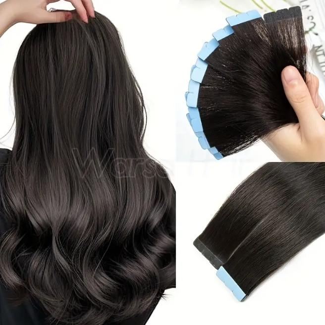 10pcs Mini Tape in Hair Extensions, Invisible PU Seamless 100% Human Hair, Light Beige 12/16 Inch, Secure Adhesive Weft, Natural Look for Women, Hair Loss Coverage & Versatile Styling