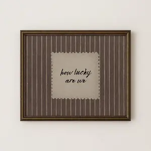 Rustic Brown Gingham How Lucky Are We Hand Written Wall Art, Western Trendy Decor, Home Decor