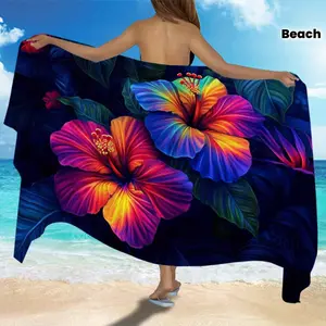 1PC Floral Print Beach Towel with Sarong Function  Lightweight Quick-Dry  Versatile for Multiple Wearing Styles  Beach Bag  Swimsuit Companion Quick Drying Towel