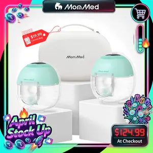 MomMed S33 Luma Built-In Night Light Hands-Free Breast Pump For Night Pumping,Portable Wearable Cordless Breast Pump,Electirc Breast Pump,Breastfeeding Pump with 4 Modes 9 Levels