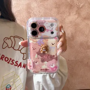 Floral Embossed Phone Case, Oil Painting Graffiti Bear Design, Compatible with Iphone17promax/iphone16promax/iphone15promax,iphone14pro,iphone13pro,iphone13