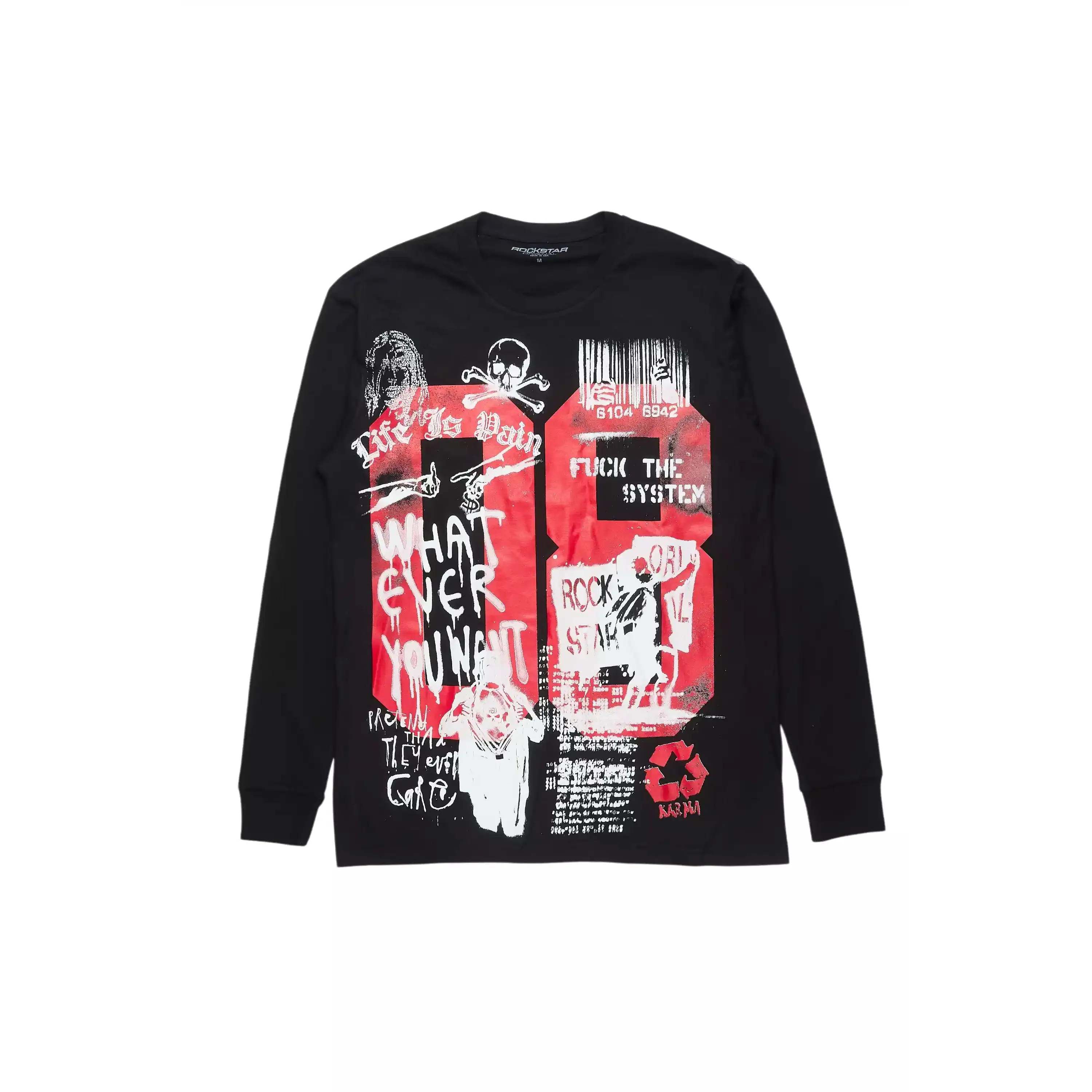 Kammile Black/White Long Sleeve Graphic T-Shirt