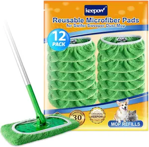 KEEPOW Reusable Microfiber Pads for All 10 Inches Flat Mop (mop is not include)