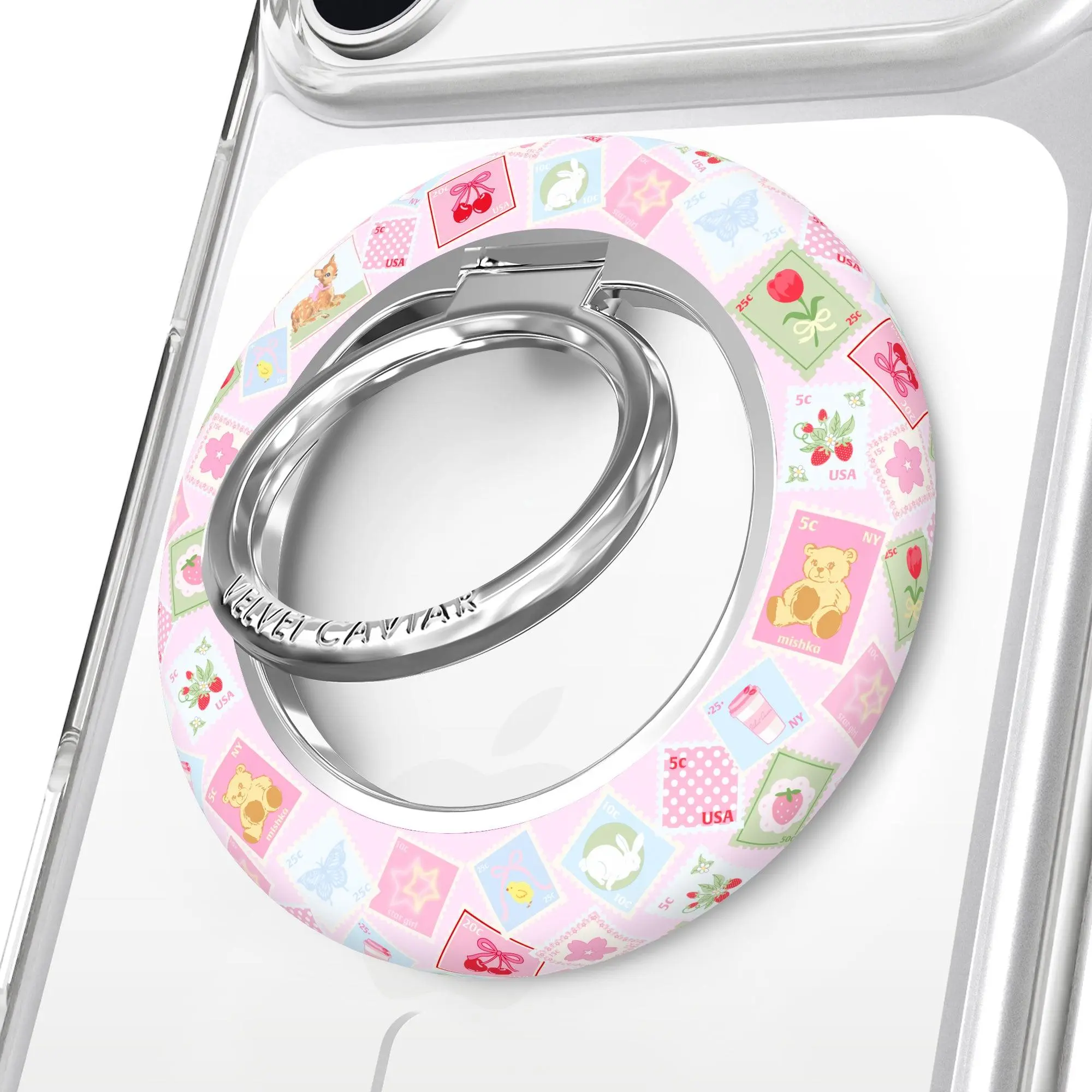Velvet Caviar Spring Whimsy Stamps Glitter MagSafe Mobile Phone Grip - Magnetic Popsocket, Single Ring, Whimsy Accessories, Universal Phone Mount Holder, Smartphone Accessory