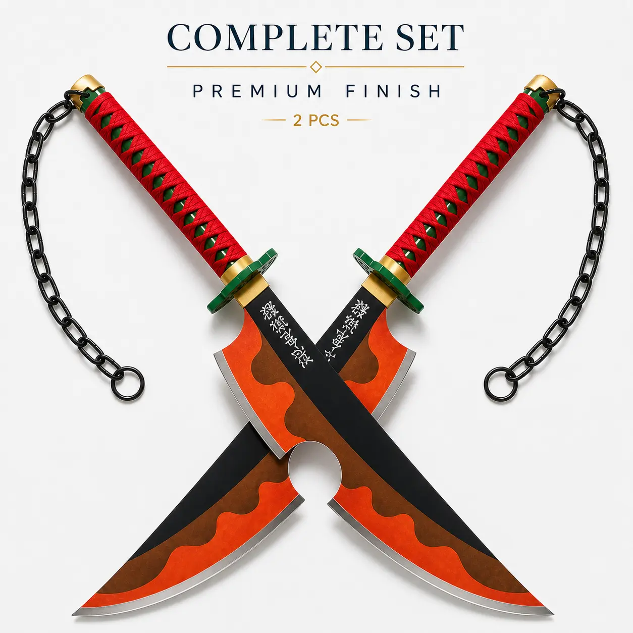 Demon Slayer Tengen Uzui Replica Nichirin Alloy Steel Katana Sword - 31.46in Full-Size Lightweight Metal-Wood Decorative Prop, Detachable Chain Cosplay Accessory, Themed Gift (Toys & Hobbies, Toy Swords & Sabres)