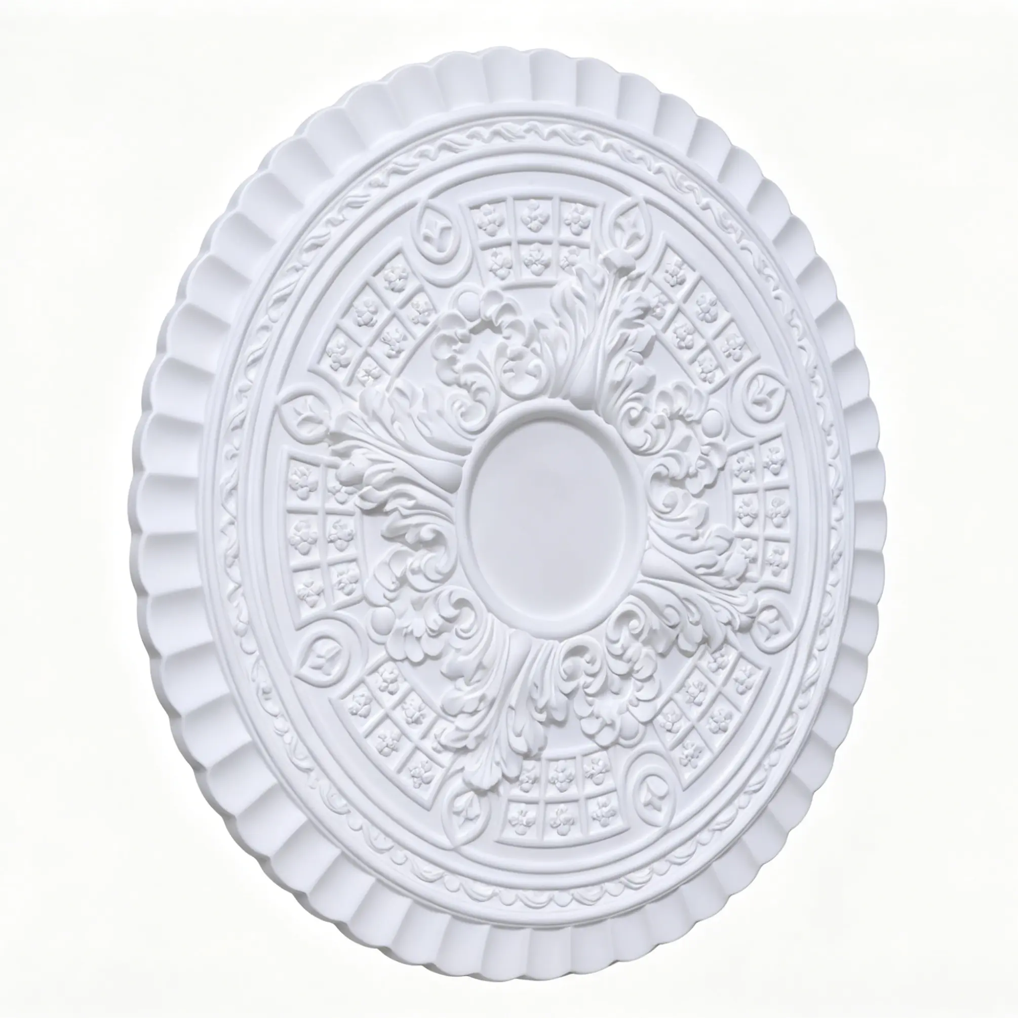 FixtureDisplays Gypsum Ceiling Rose Medallion, 23.62 Inch Diameter, 1.18 Inch Thick, French Court Style, High-Density Natural Gypsum, Elegant Vintage Ceiling Decoration 22238