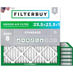 Filterbuy 23.5x23.5x1 Air Filter (6-Pack), Pleated MERV 8 Dust Defense HVAC AC Furnace Air Filters (Actual Size: 23.50 x 23.50 x 1.00 Inches)