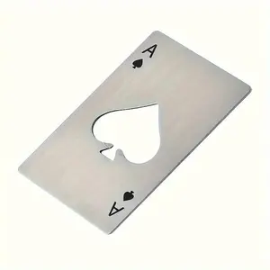 Stainless Steel Poker Card Design Bottle Opener, 1 Count Portable Compact Multipurpose Beer Soda Cap Opener, Durable Opener for Events and Parties Home Bar Accessories