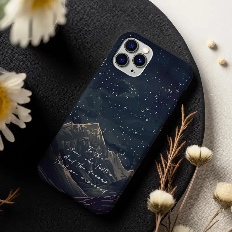 Mountain Night Sky Phone Case, Starry Landscape iPhone Case, Minimalist Nature Phone Cover, Protective Slim Case, Outdoor Lover Gift