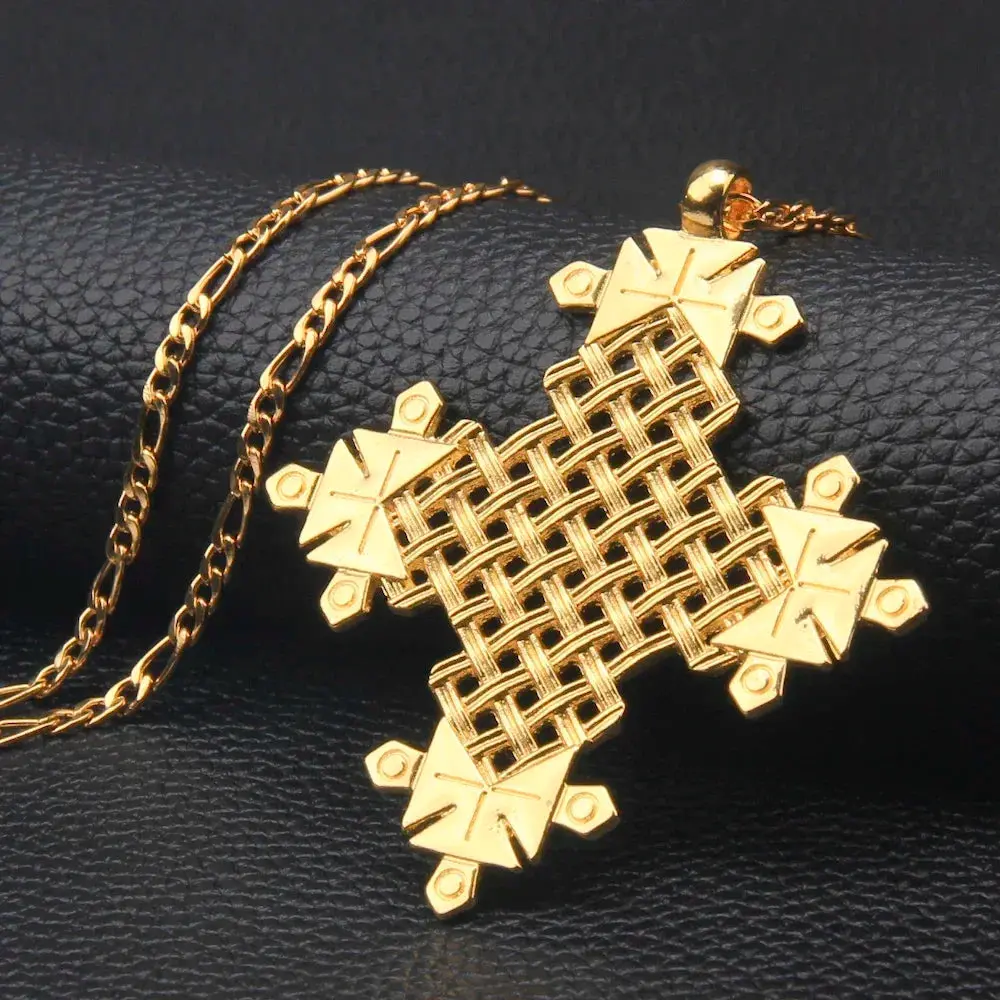 Ethiopia Gold Cross Pendant Necklace | Eritrean Habesha
