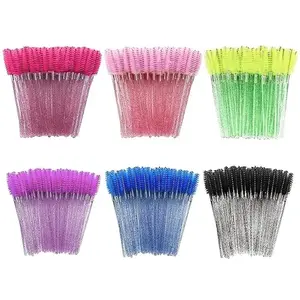 300 Disposable Colorful Crystal Eyelash Wands - 6 Vibrant Stylish Brushes for Lash Extensions, Brow Grooming | Beauty & Personal Care Makeup Tool