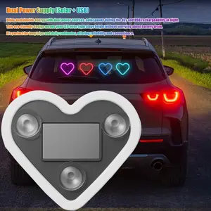 Car LED Ambient Lights, Triangular Rear Window Lights, Interior Atmosphere Lighting for Car Logo Decoration, Bedroom & Party, with USB Cable & 4 Suction Cups