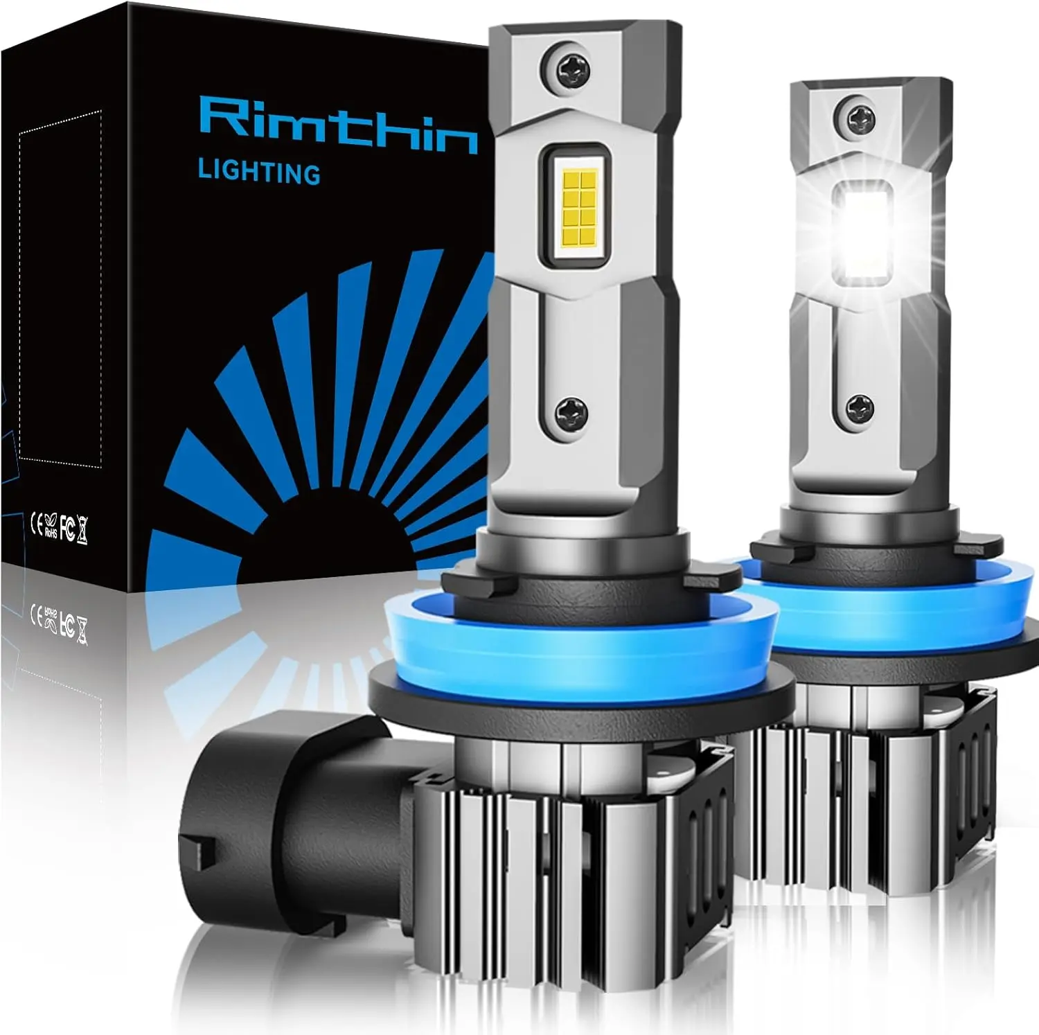 【CONFIRM MODEL BEFORE ORDER】Rimthin 9005/HB3 H11/H9/H8 Light Bulbs Combo 110000LM 1400% Ultra-Bright 6500K White, 1:1 Size Easy Install, HB3 H9 H8 Fog Light Bulbs with 22000 RPM Fan CANbus Ready, Tire Light Assemblies Pack of 2