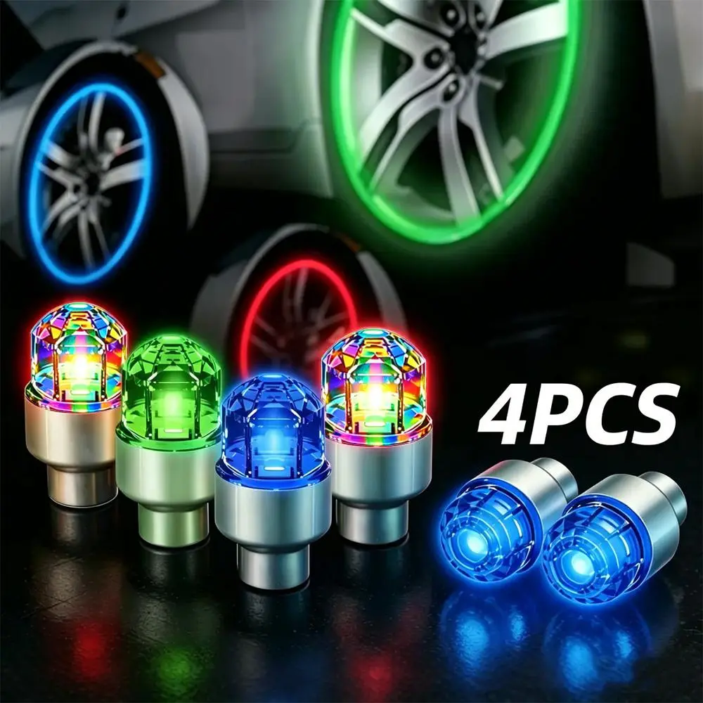 Waterproof Luminous Vibration-Sensitive LED Wheel Tire Valve Caps, Auto Motion Activated Glowing Rim Decor Lights, Universal Stylish Night Safety Accessories for Car, Motorcycle, Mountain & City Cycling Bicycles
