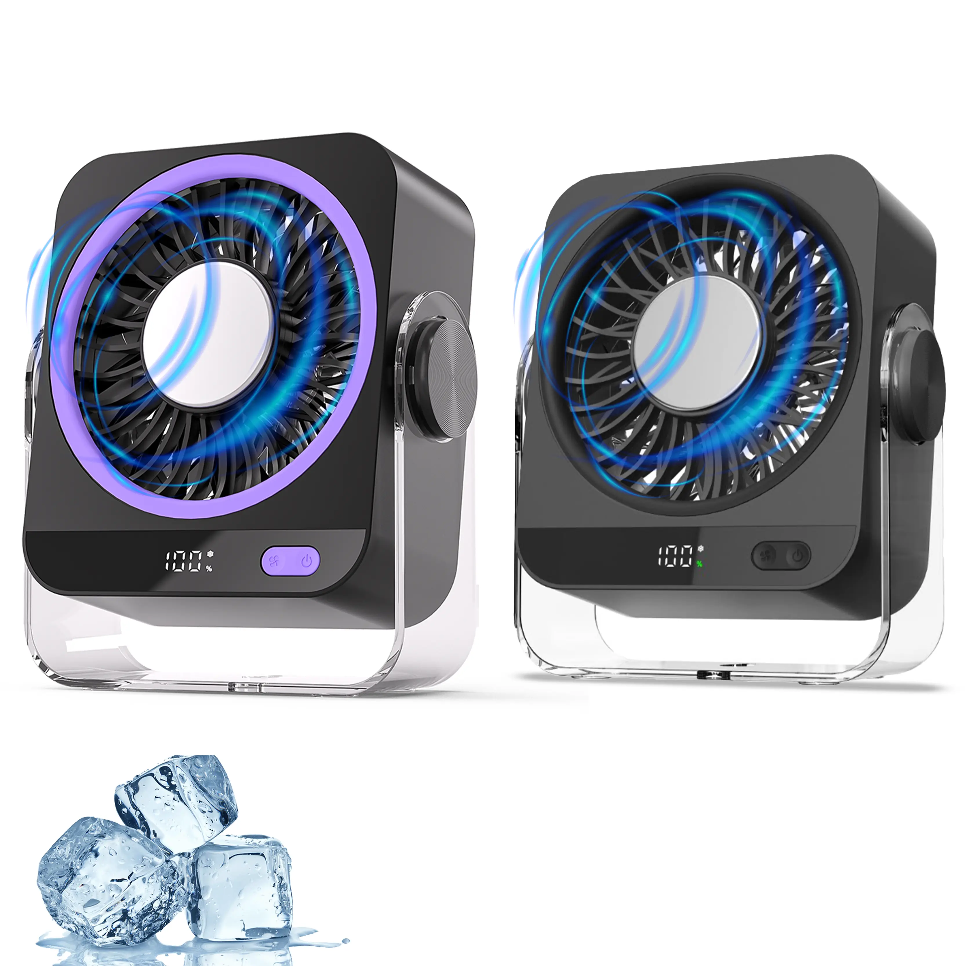 Desk Fan with Cold Compress & Turbo Airflow | 199 Speeds, 130° Rotating, Digital Display, Rechargeable USB Fan for Bedroom, Home, Office Summer Essentials.