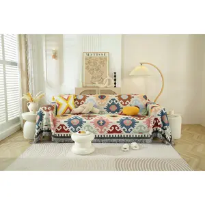 Travel picnic mat, cotton thermal woven blanket, sofa towel, multifunctional decorative tassel blanket, bedding sofa shawl, double-sided use home living room office decor covers throw