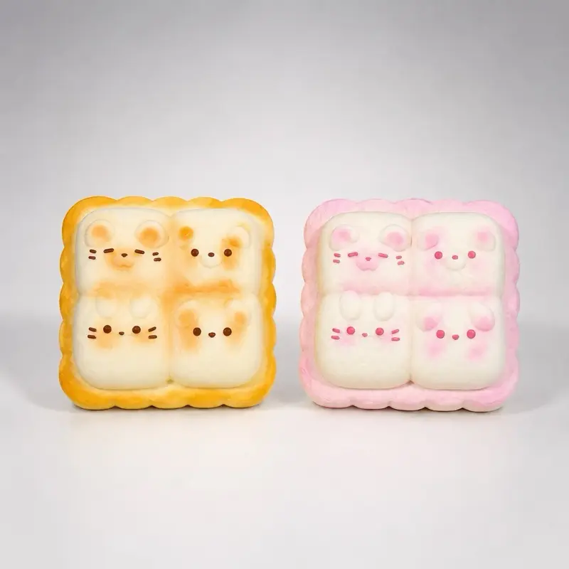 Animal Head Cheese Toast Slow-Rising Squishy Toy - Soft Hand Fidget, Sensory Stress Reliever, Anxiety Relief Product, Decompression Squeeze Gadget