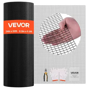 VEVOR Hardware Cloth 24 in x 50 ft, 1/2 in 19 Gauge Galvanized Wire Mesh Roll, Weather-Resistant Vinyl Coated Chicken Wire Fencing, Heavy Duty Welded Garden Plant Fencing for Rabbit Cage Snake Fence