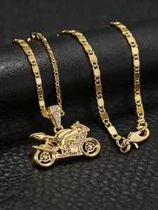 1pc Motorcycle Pendant Necklace, Cuban Chain Necklace, Handsome Men'S Necklace, Retro Punk Rock Motorcycle Pendant, Cultural Motorcycle Necklace, Women'S Hip-Hop Necklace, Suitable For Both Men And Women
