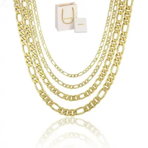 gold-plated chain necklace, stylish Cuban-link chain with a clasp closure, width: 2/2.5/4/6.5/8/9/10mm, fade-resistant and durable, length: 20in/51cm, 24in/61cm, comes with a gift box