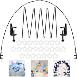Adjustable Table Balloon Arch Kit, Black Balloon Stand Set for Wedding Birthday Graduation Party Balloons Decorations, Balloon Arch Frame