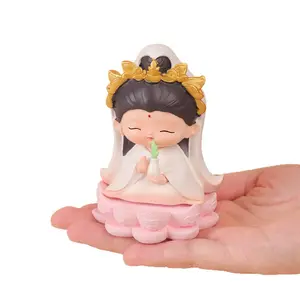 Blessing Little God Statue - Creative Carriage Home Decor Item - Buddhist Master and Guanyin Statue - Trendy Chinese Style Figurine - Small Decorative Item