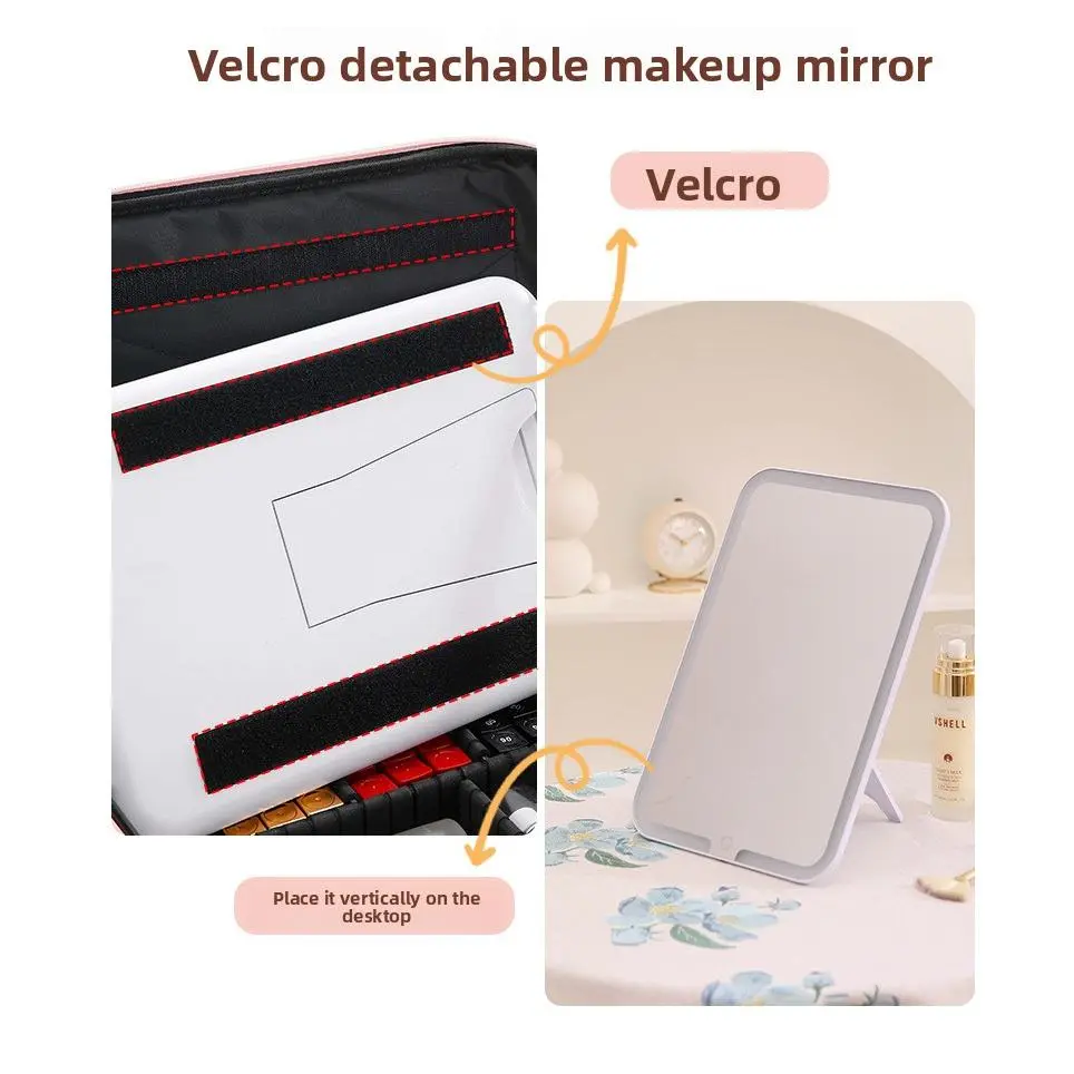 Internet Celebrity LED Makeup Case with Light and Mirror, Portable LED Makeup Bag with Large Capacity, Multifunctional Cosmetic Storage Organizer for Travel and Daily Use, Adjustable Light Makeup Box Internet Celebrity LED Makeup Case with Light and Mirror, Portable LED Makeup Bag with Large Capacity, Multifunctional Cosmetic Storage Organizer for Travel and Daily Use, Adjustable Light Makeup Box